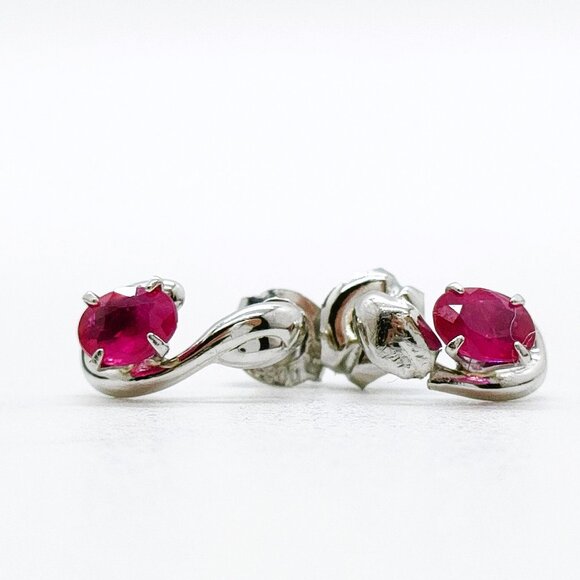 Jewelry Pierced Earring Ruby Platinum 3565106 - Picture 1 of 10